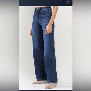 Lovervet Jeans Size 30/11 Wide Leg High Rise Stretch Dark Denim
